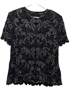 Chaudry Anthropologie Silk Beaded Blouse Top Size Medium New Party Formal Fancy